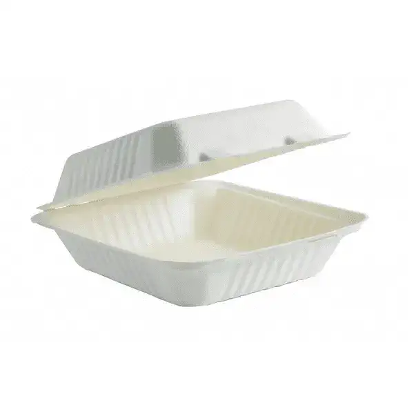 8x8 inch White Plant Fiber Clamshell