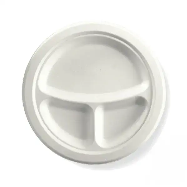 white 9 inch 3 section round plate